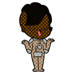 cute cartoon girl with hipster haircut