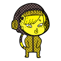 cartoon astronaut woman
