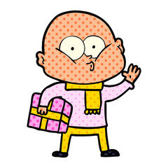 cartoon bald man staring