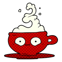 cartoon hot cup of coffee