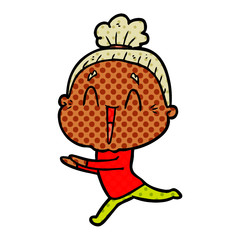 cartoon happy old lady
