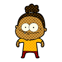 cartoon happy old woman