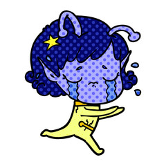 cartoon crying alien girl