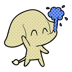 cute cartoon elephant spouting water