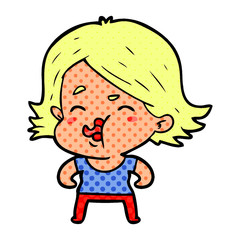 cartoon girl pulling face