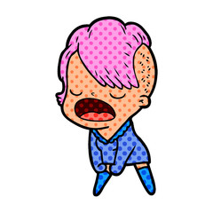 cartoon cool hipster girl talking