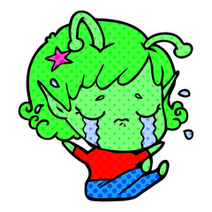 cartoon crying alien girl