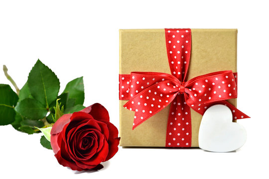 Valentines Day gift and red rose