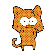 cartoon nervous cat