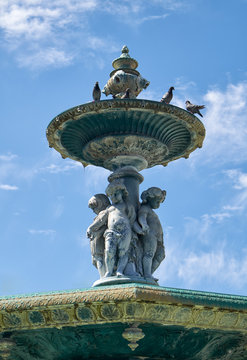 The cherubs on the fountain on the Rossio square. Lisbon. Portugal