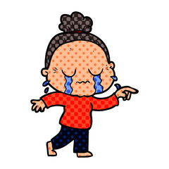 cartoon crying old lady