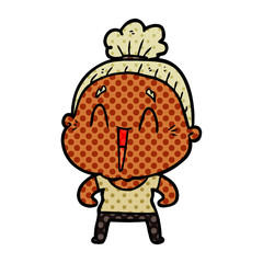 cartoon happy old lady
