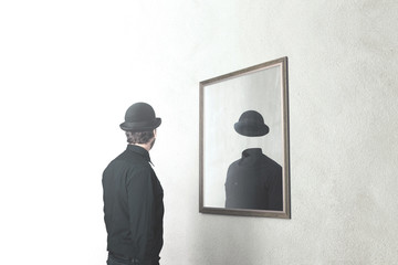 man in front of mirror 