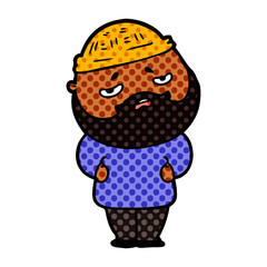 cartoon worried man with beard