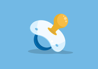 Baby pacifier on blue background. Vector illustration.