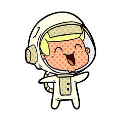 happy cartoon astronaut