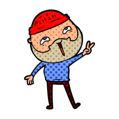 cartoon happy bearded man