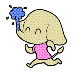 cute cartoon elephant spouting water