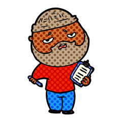 cartoon worried man with beard