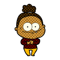 cartoon happy old woman