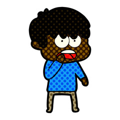 worried cartoon boy