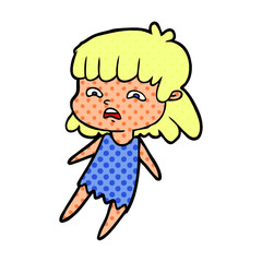 cartoon worried woman