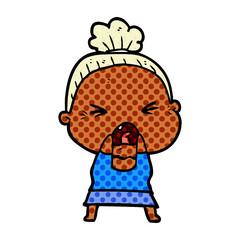 cartoon angry old woman