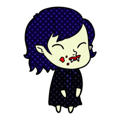 cartoon vampire girl with blood on cheek