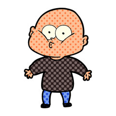 cartoon bald man staring