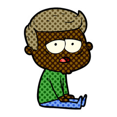 cartoon tired man