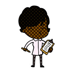 cartoon woman thinking