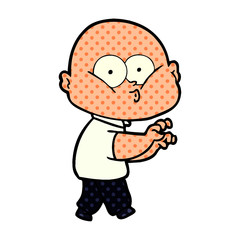 cartoon bald man staring