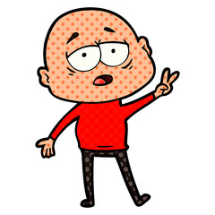 cartoon tired bald man