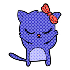 cute cartoon cat with bow