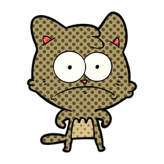 cartoon nervous cat