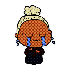 cartoon crying old lady