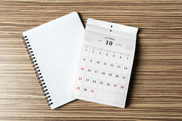 calendar on wooden table