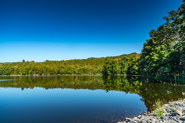 Lake with blue sky background