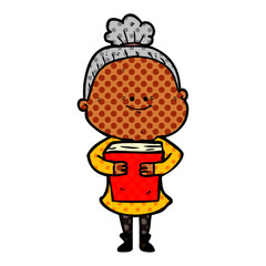 Fototapeta premium cartoon happy old woman