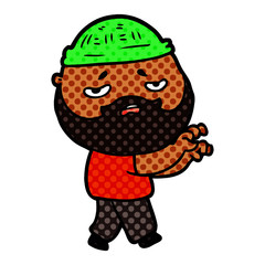 Fototapeta premium cartoon worried man with beard