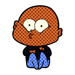 cartoon bald man staring