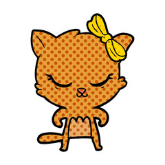 cute cartoon cat with bow