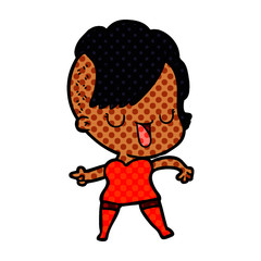 cute cartoon girl with hipster haircut