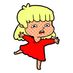 cartoon worried woman