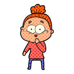 cartoon happy old woman