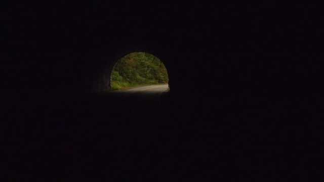 drivng in the blue ridge park way
tunnel