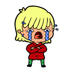 Obraz premium cartoon girl crying