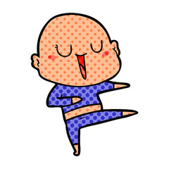 happy cartoon bald man