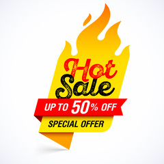 Hot Sale banner, special offer, up to 50% off