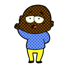 cartoon tired bald man